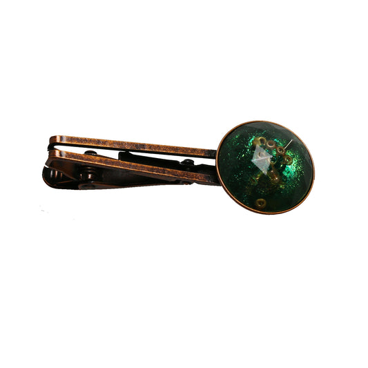 Tie Clip Emerald Round Fashion Accessory TAMARUSAN