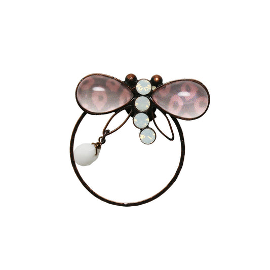 Eyeglasses Holder Pin Brooch Pink Dragonfly Fawn TAMARUSAN