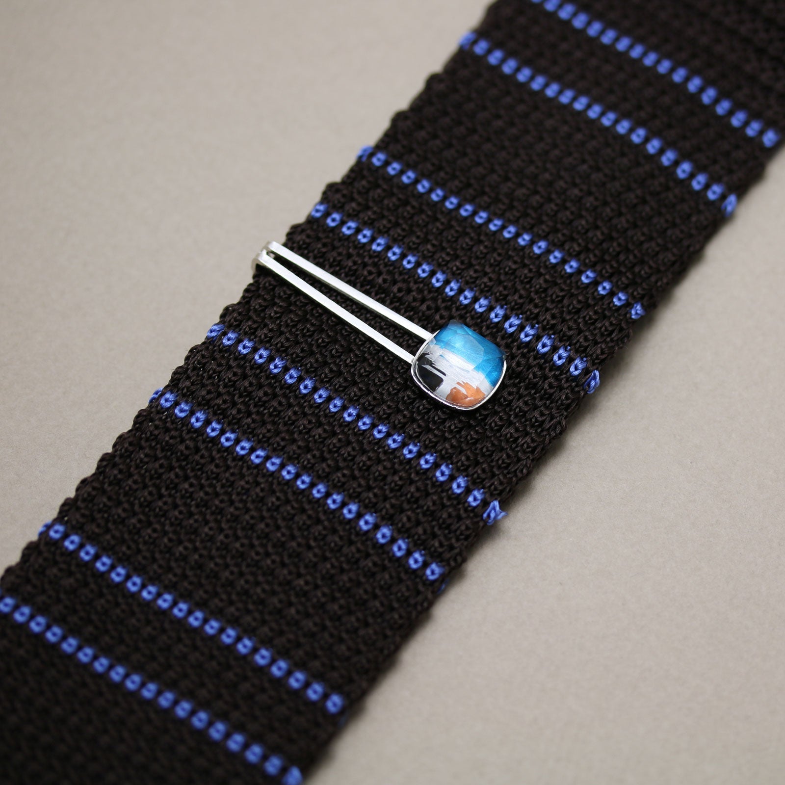 Simple Tie Clip Blue Square Paint TAMARUSAN