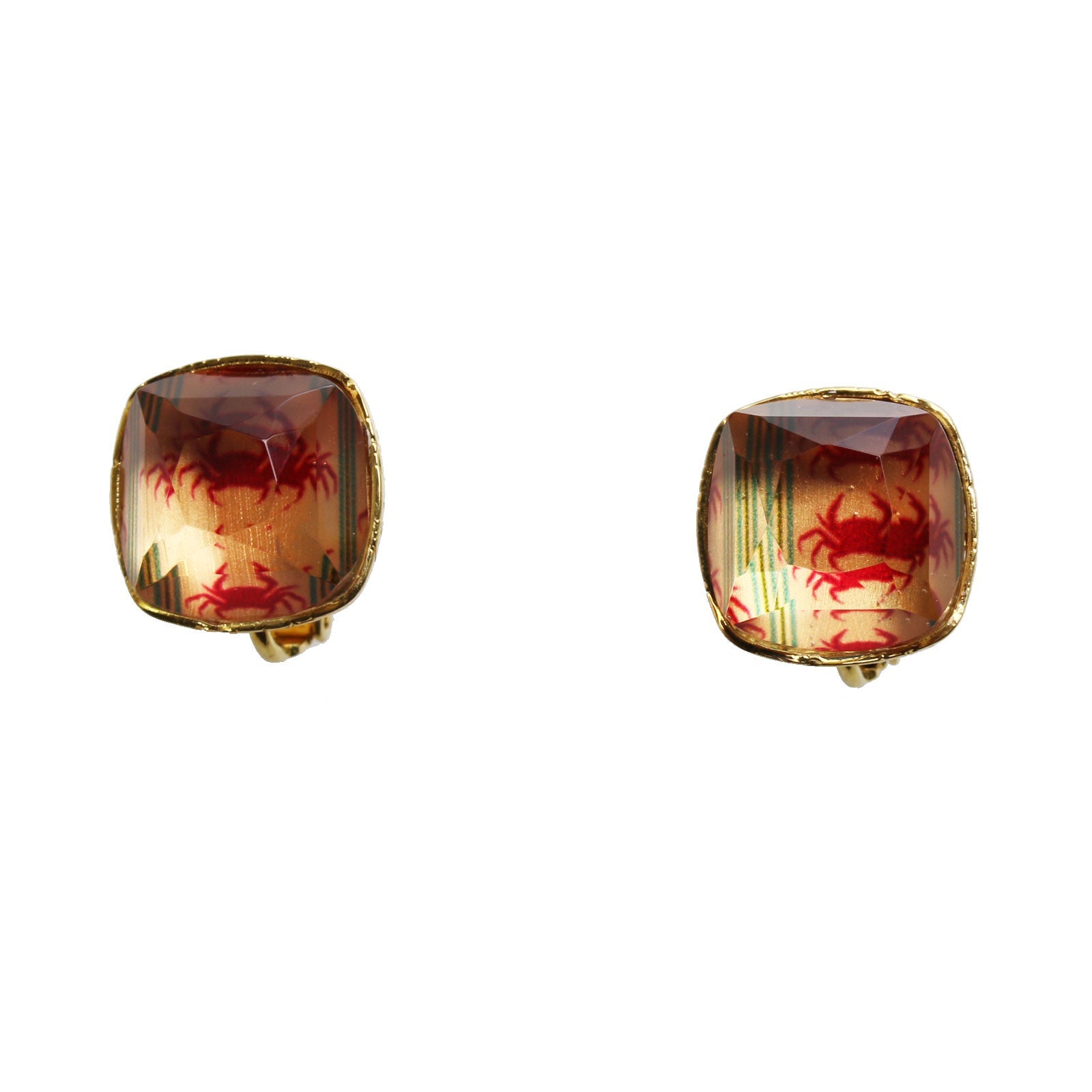 Earrings Crab Red Gold Simple TAMARUSAN
