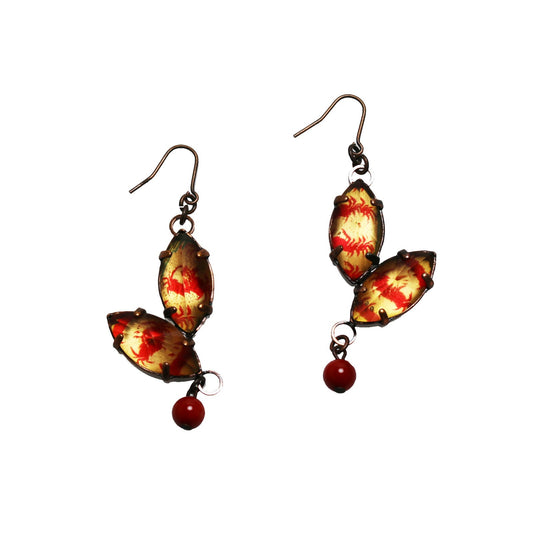 Hook Earrings Crab Coral (Dyed) Handmade Red TAMARUSAN