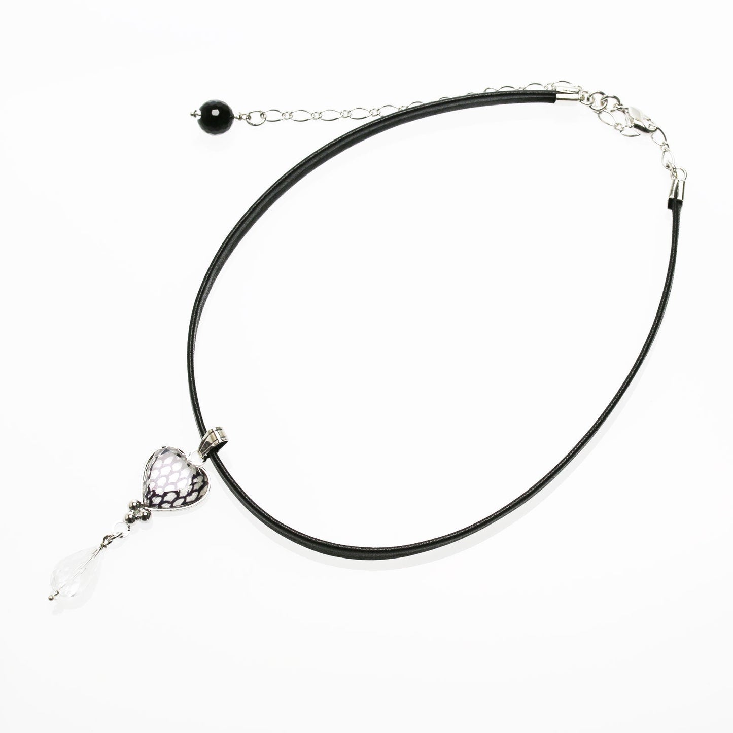 Leather Choker Scales Silver Crystal TAMARUSAN