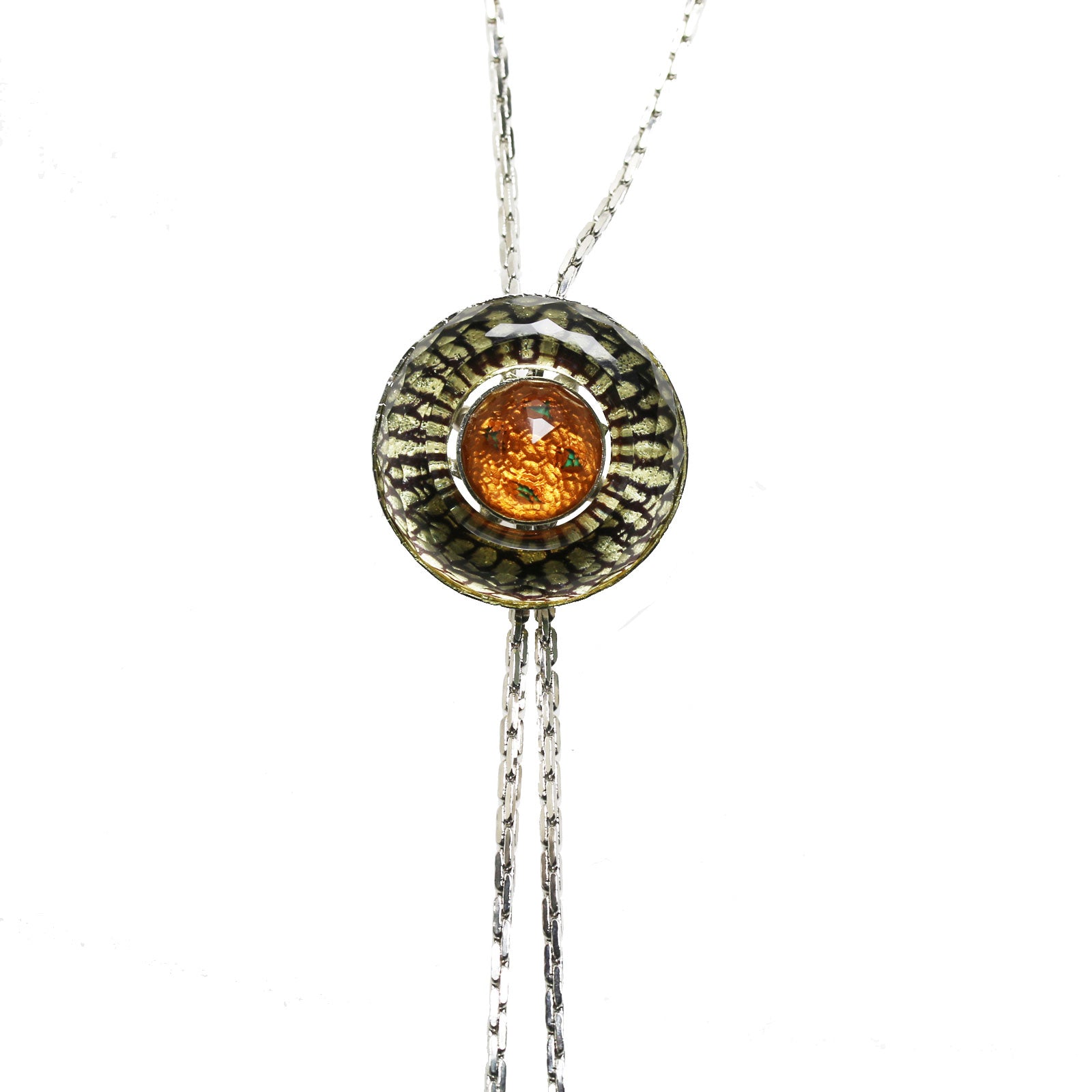 Chain Bolo Tie Long Necklace Shell Orange TAMARUSAN