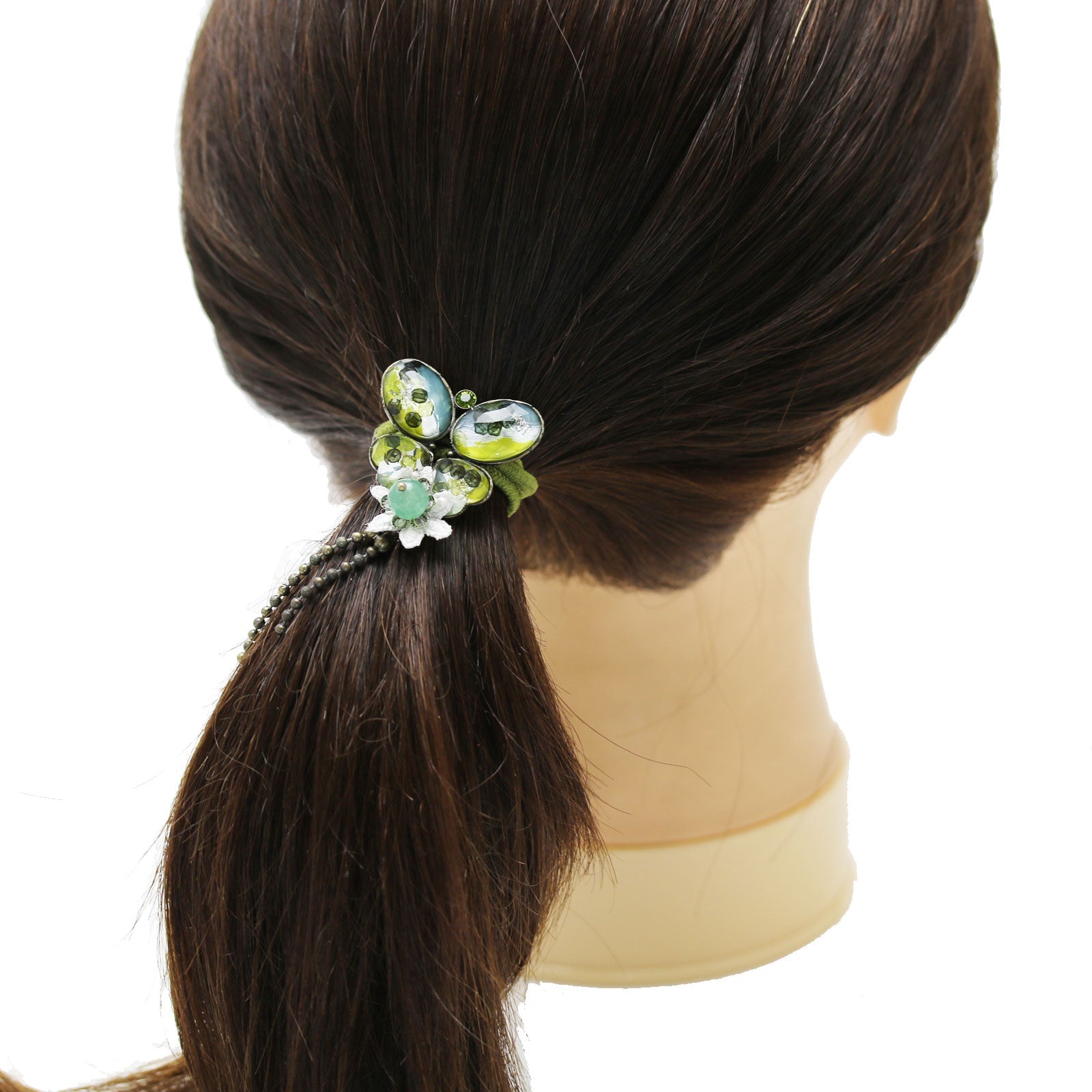Gorgeous Hair Elastic Green Butterfly Aventurine TAMARUSAN