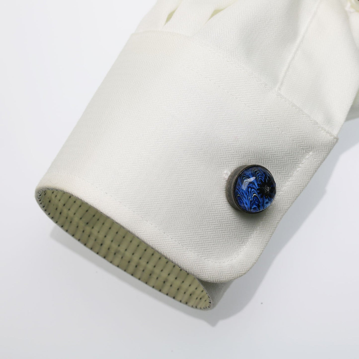 Button Cover Cufflinks Blue Marble TAMARUSAN