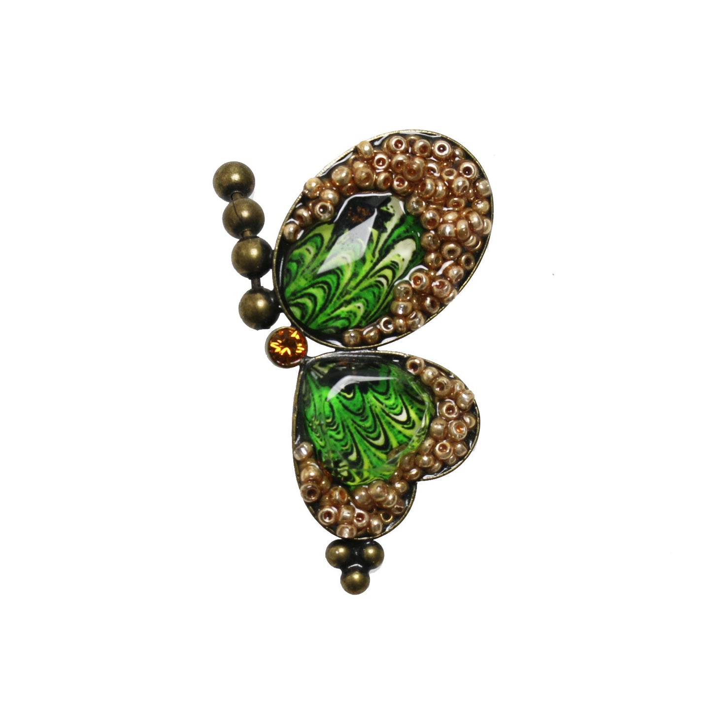 Brooch Butterfly Green Marble Original Resin TAMARUSAN