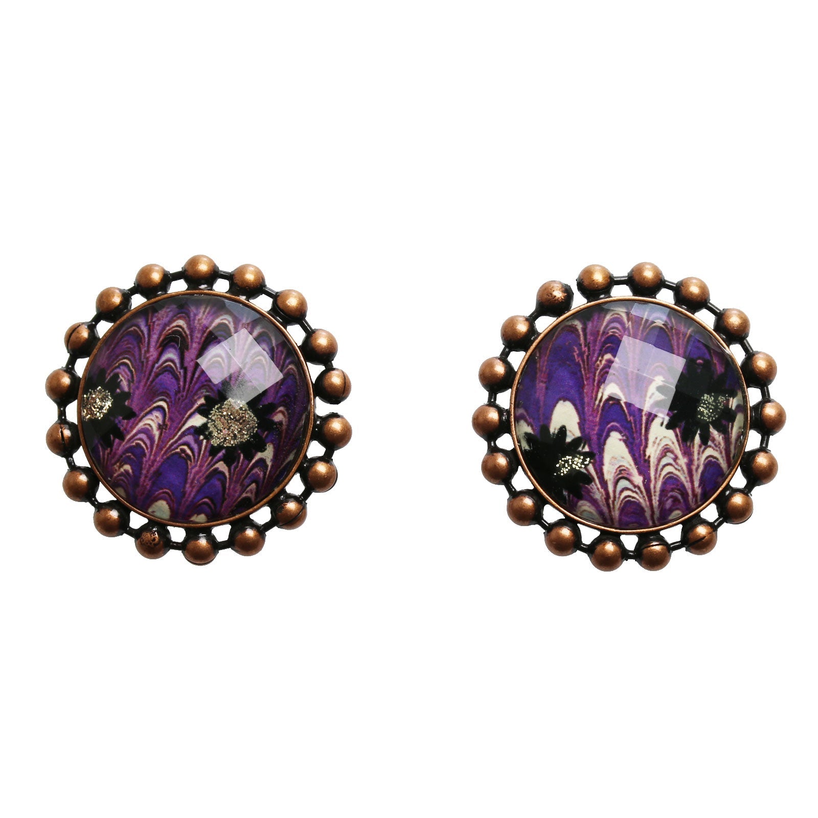 Earrings Purple Marble Big TAMARUSAN