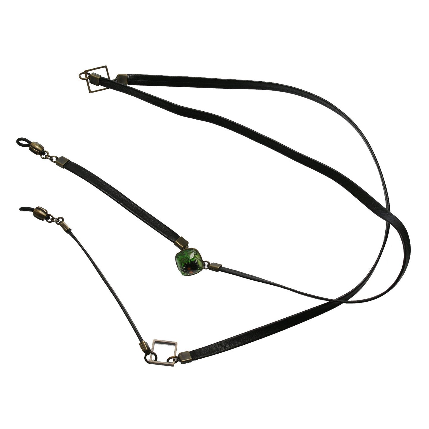 Eyeglass Chain Marble Green Leather TAMARUSAN