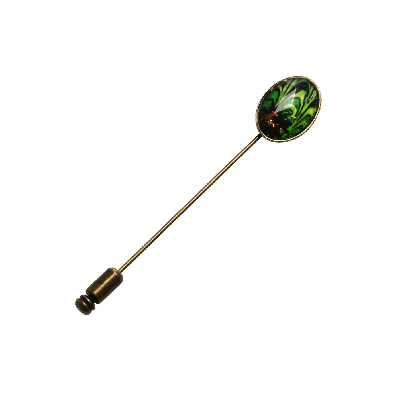 Lapel Pin Hat Pin Green Marble Pattern Brooch TAMARUSAN