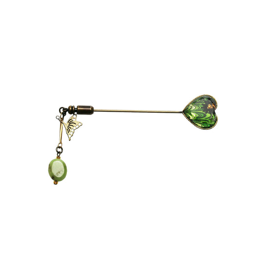 Simple Hatpin Marble Green Butterfly TAMARUSAN
