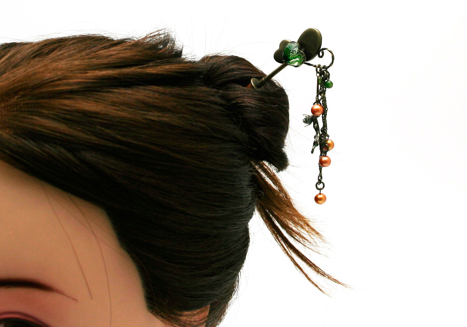 Changeable Ornament Hairpin Freshwater Pearl Green TAMARUSAN