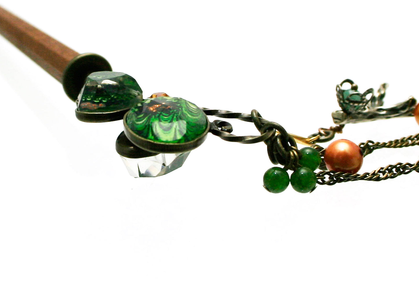 Changeable Ornament Hairpin Freshwater Pearl Green TAMARUSAN