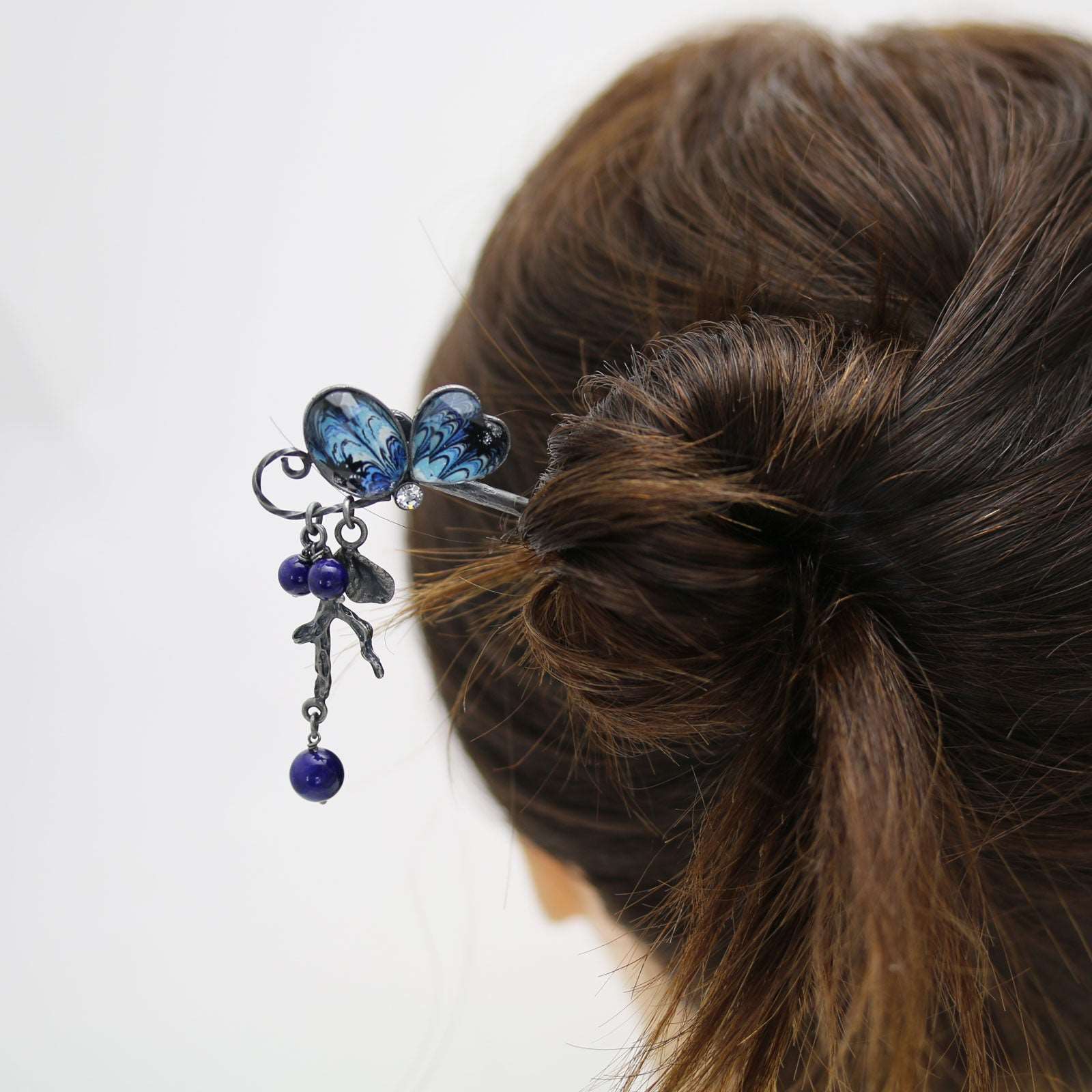 One Stick Hairpin Butterfly Blue Marble TAMARUSAN