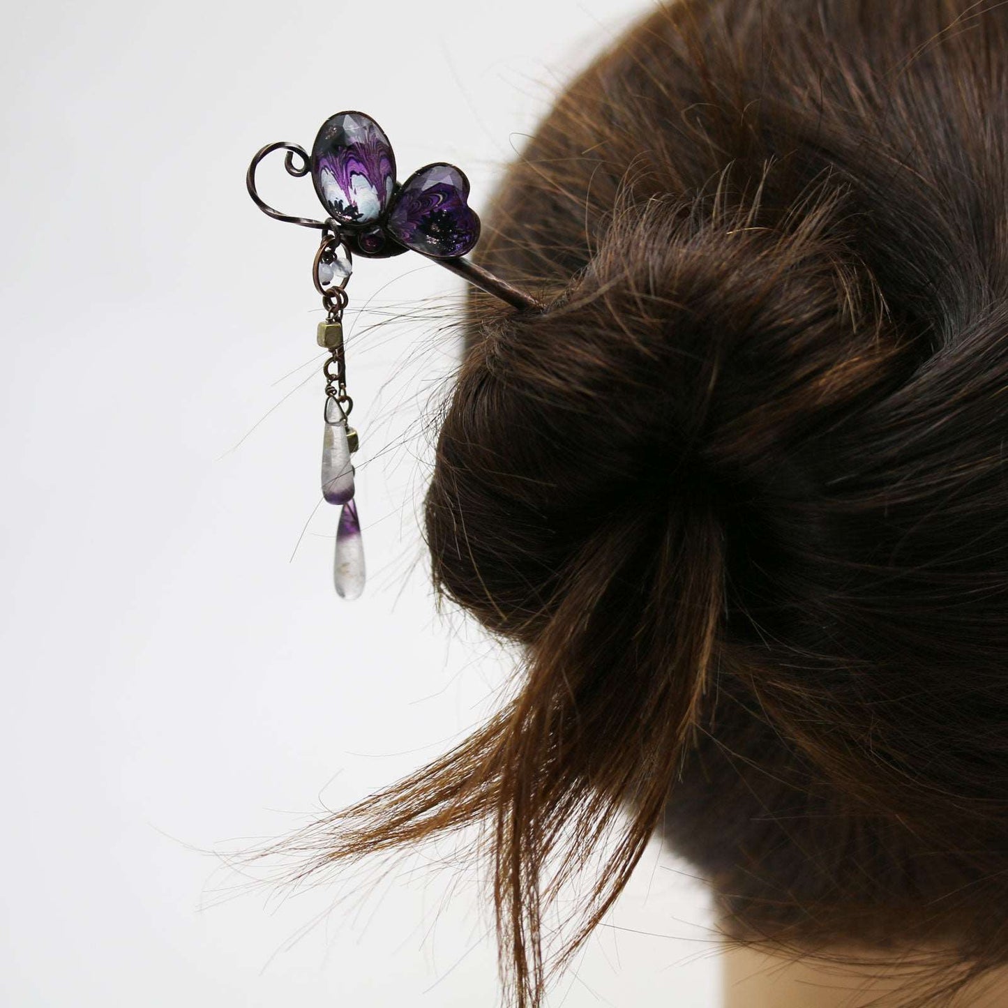 Hairpin Butterfly Marble Amethyst TAMARUSAN