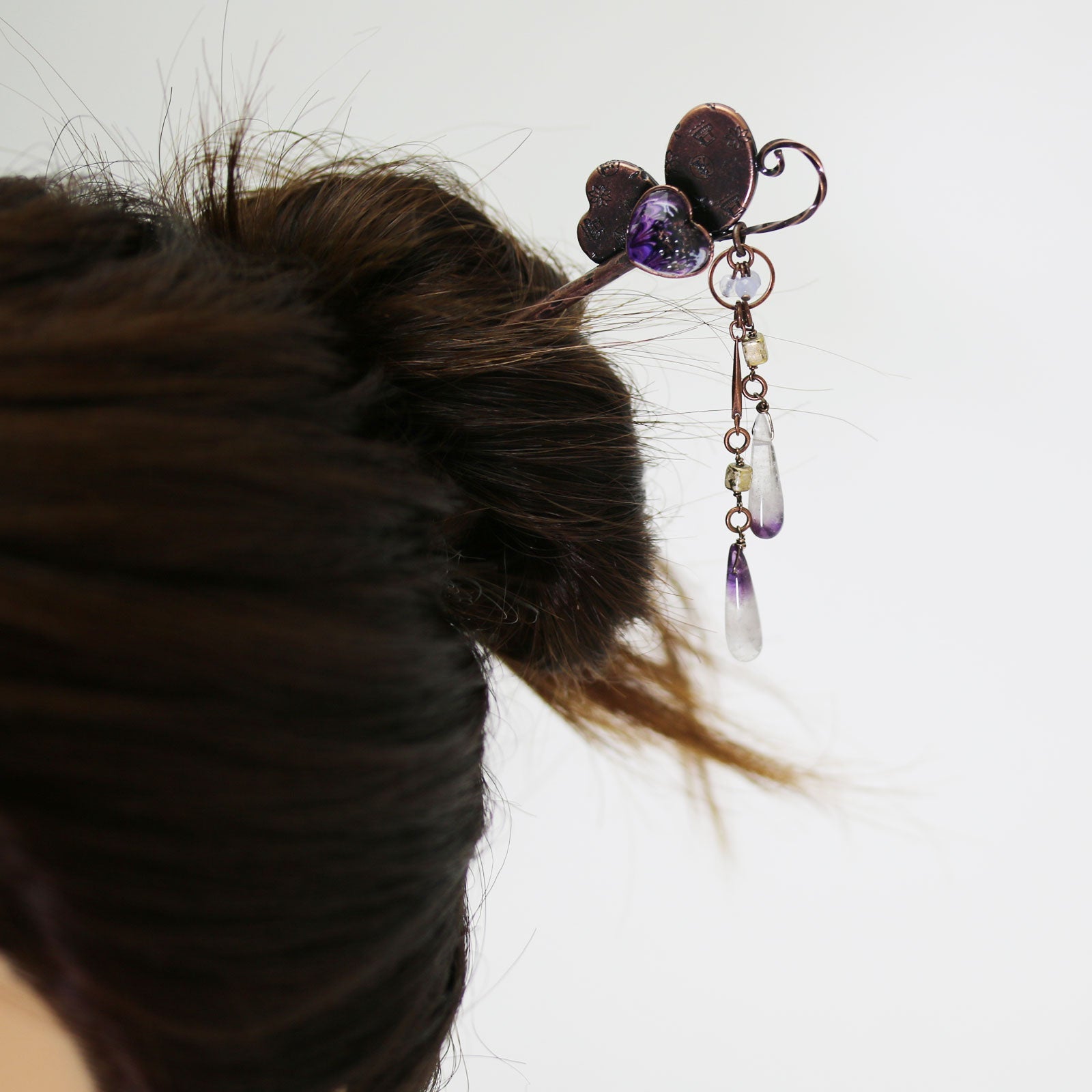 Hairpin Butterfly Marble Amethyst TAMARUSAN
