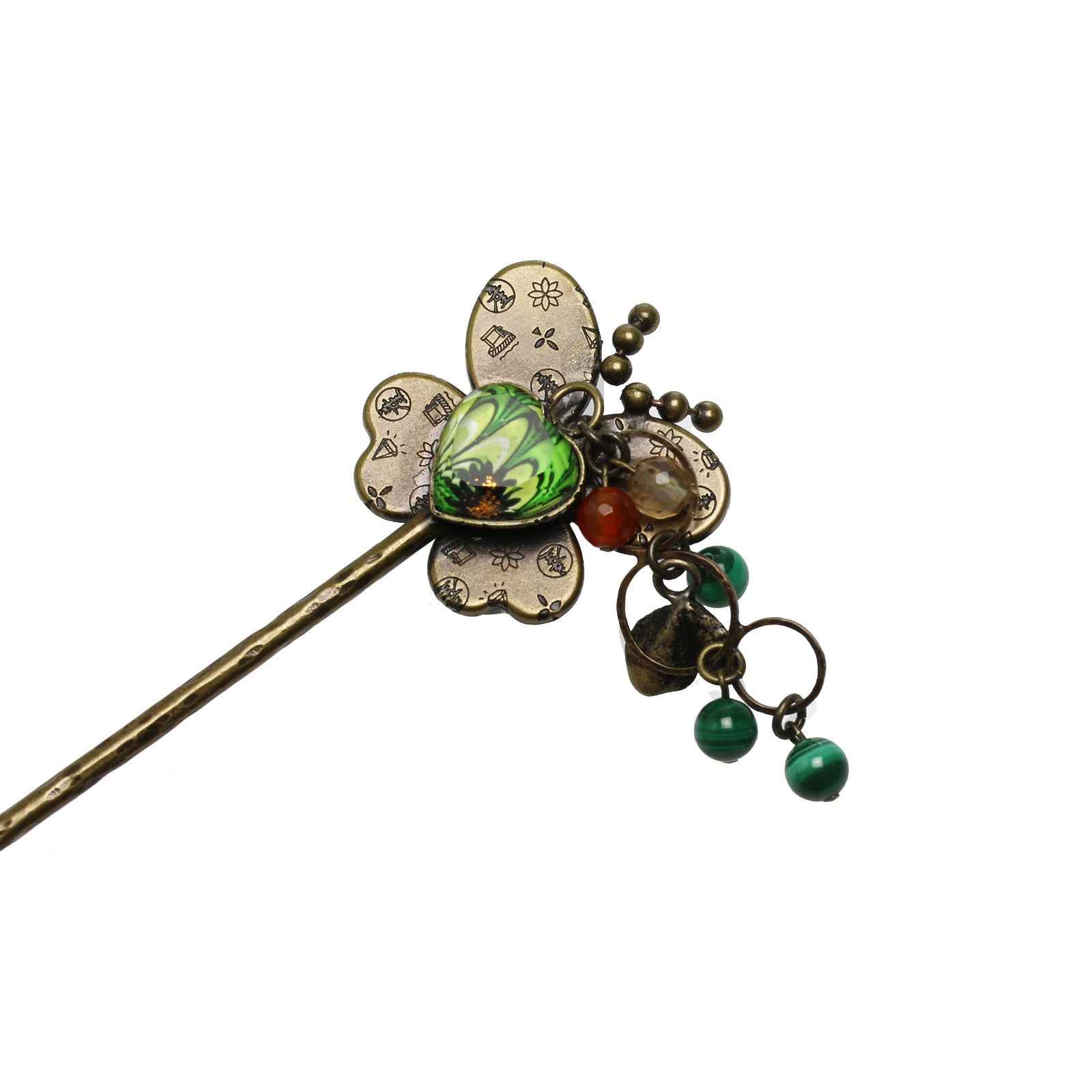 Stick Hairpin Butterfly Marble Green TAMARUSAN