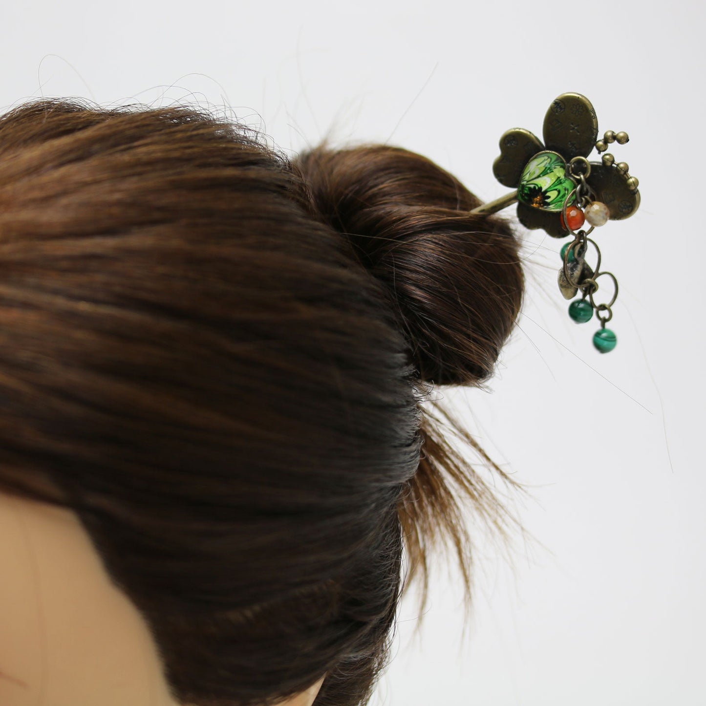 Stick Hairpin Butterfly Marble Green TAMARUSAN