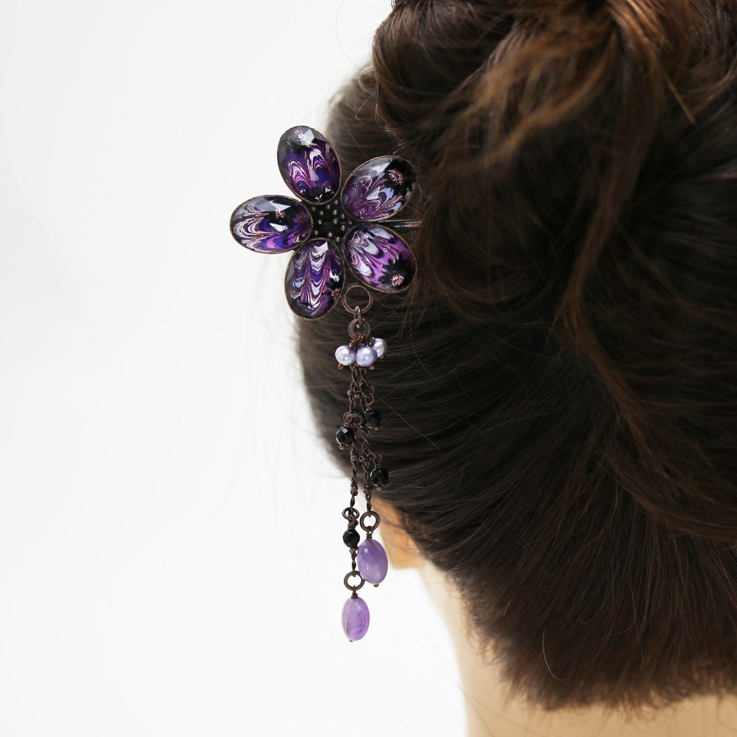 Changeable Ornament Hairpin Flower Purple TAMARUSAN