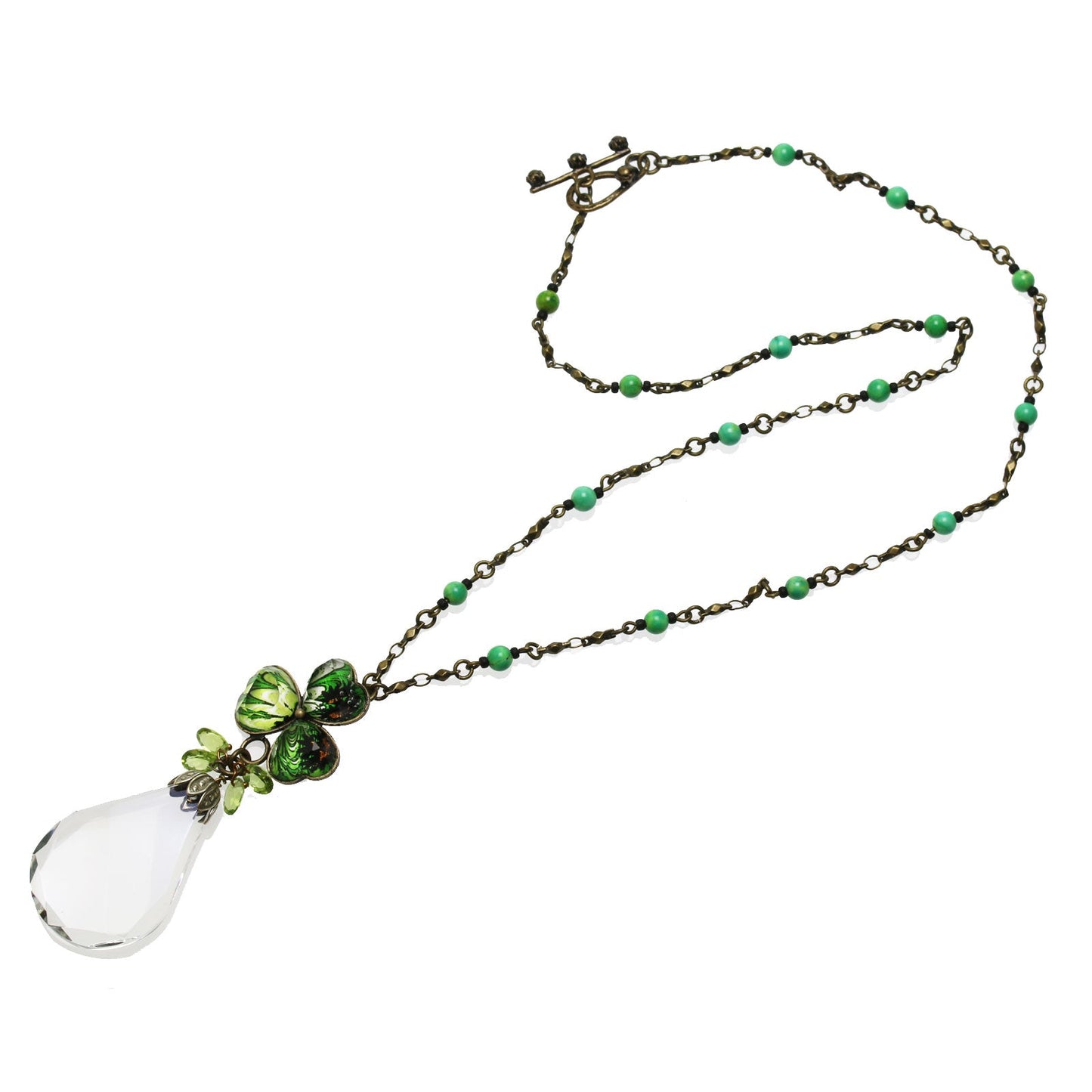 Magnifying Glass Necklace Violets Marble Green TAMARUSAN
