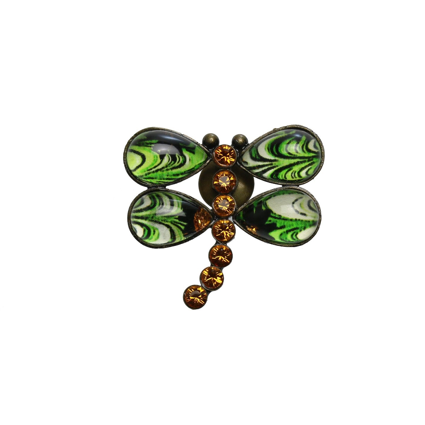 Pin Brooch Dragonfly Green Marble TAMARUSAN