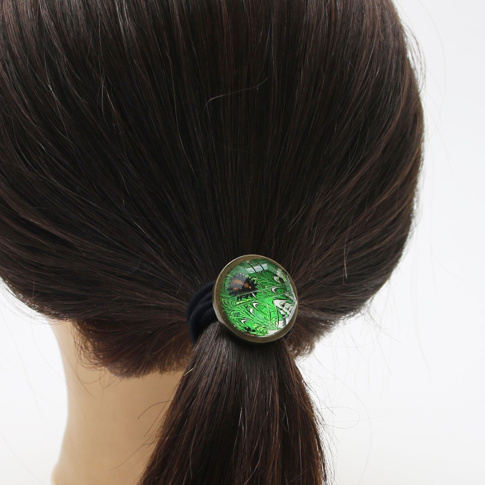 Simple Hair Elastic Green Marble Round TAMARUSAN