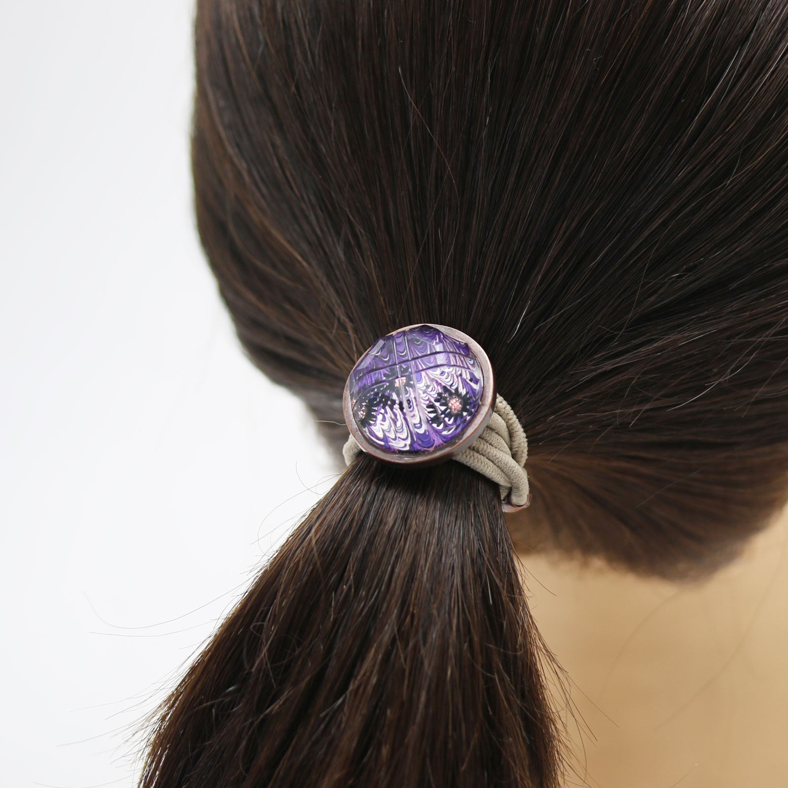 Simple Hair Elastic Purple Marble Handmade TAMARUSAN