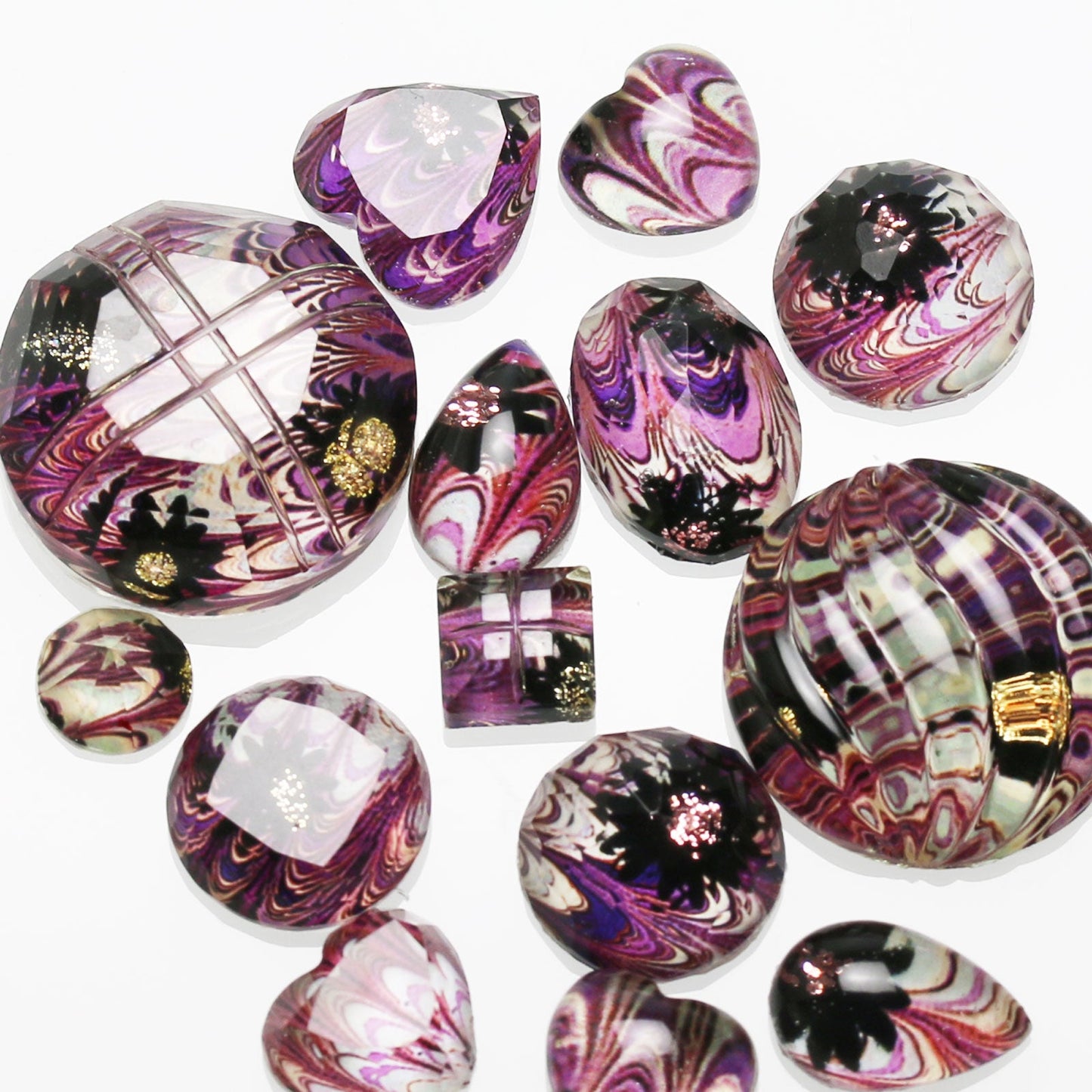 Button Cover Marble Purple Cuff Links TAMARUSAN