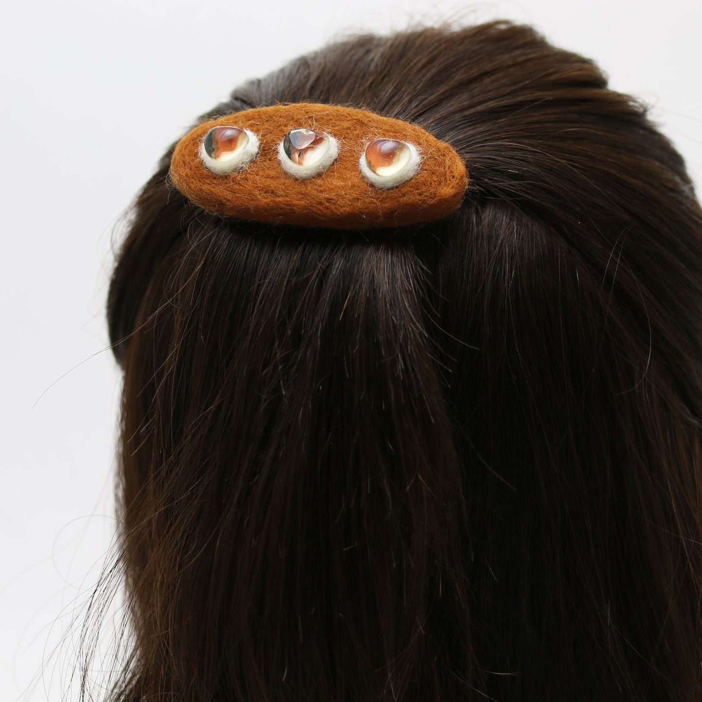 Barrette Calico Cat Wool Felt Brown TAMARUSAN