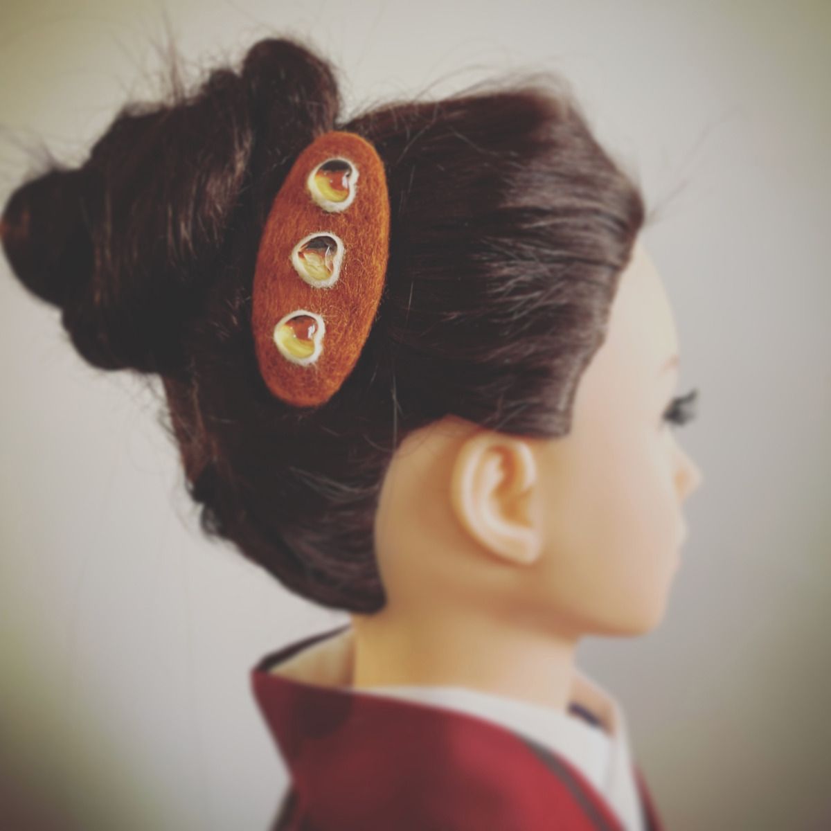 Barrette Calico Cat Wool Felt Brown TAMARUSAN