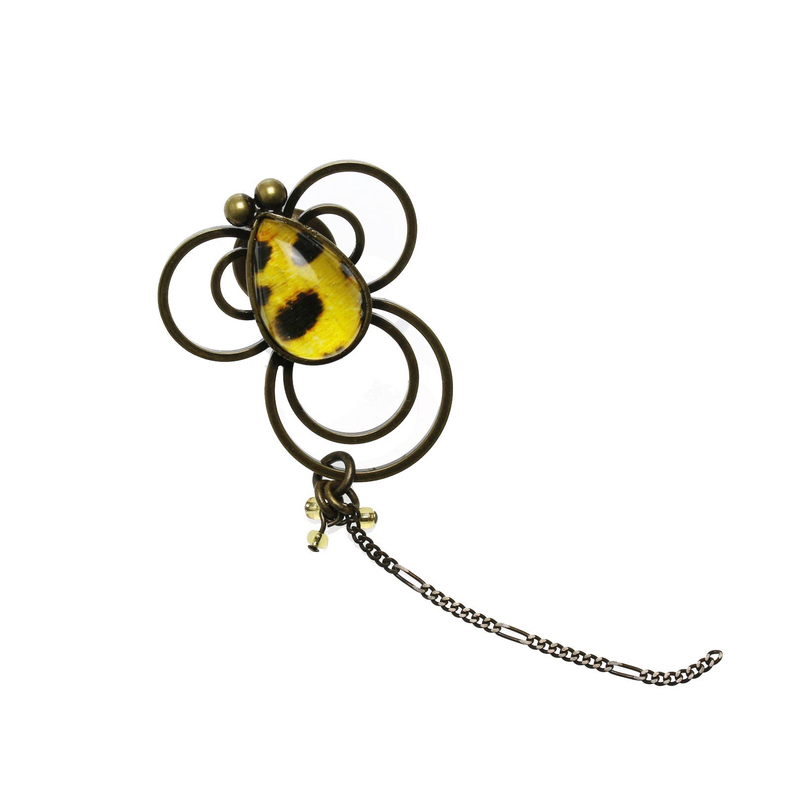 Pin Brooch Bee Cheetah Yellow TAMARUSAN