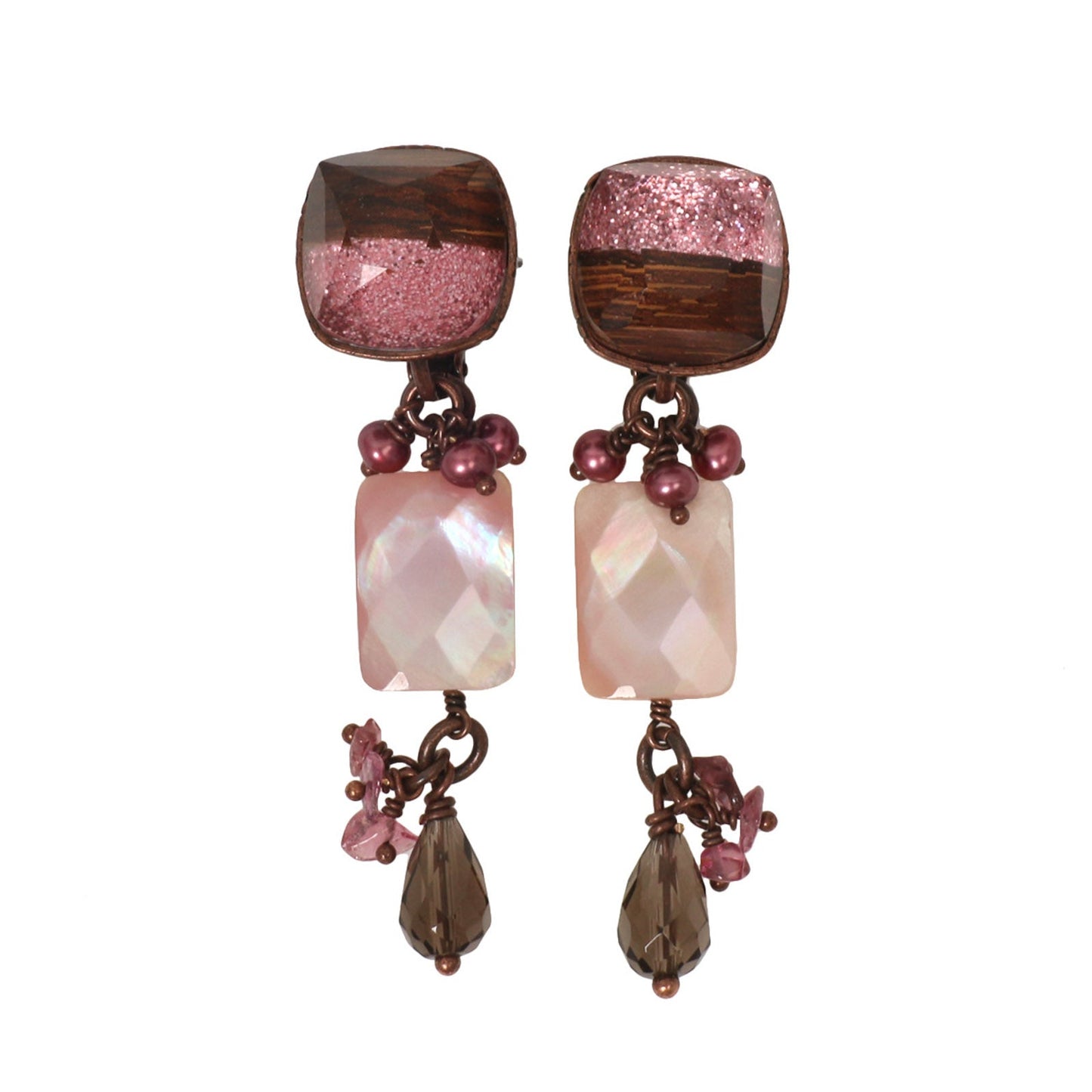 Mismatched Earrings Pink Lame Shell TAMARUSAN