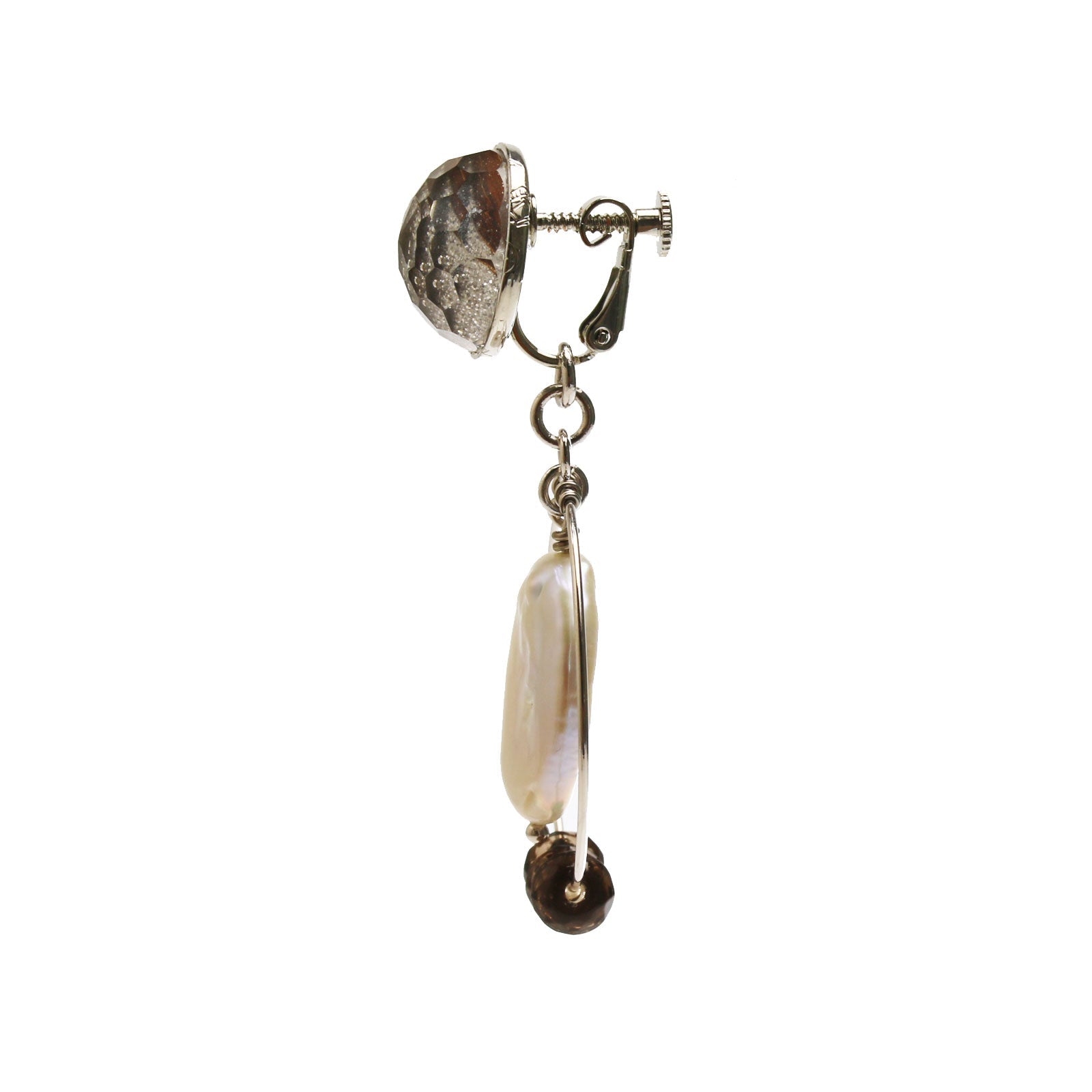 Hoop Earrings Freshwater Pearl Silver Color TAMARUSAN