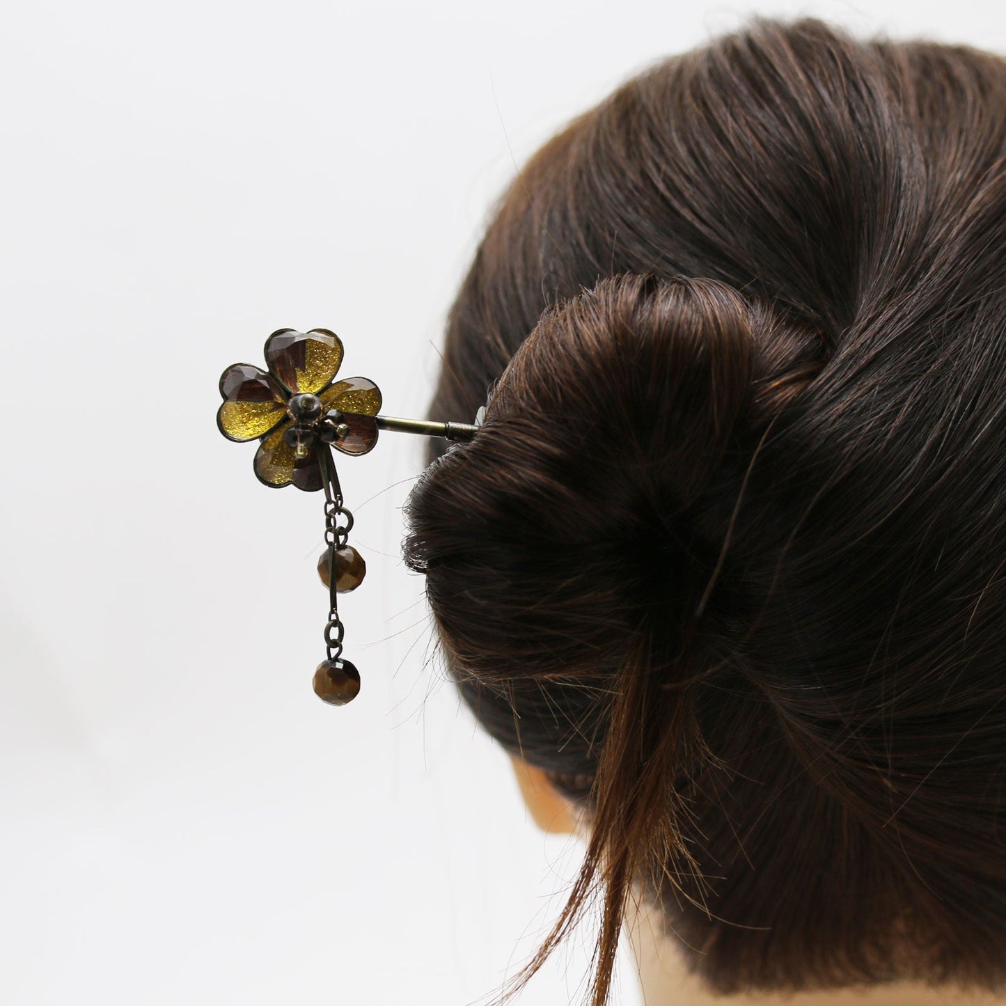 Changeable Ornament Hairpin 4-Leaf Clover Yellow TAMARUSAN