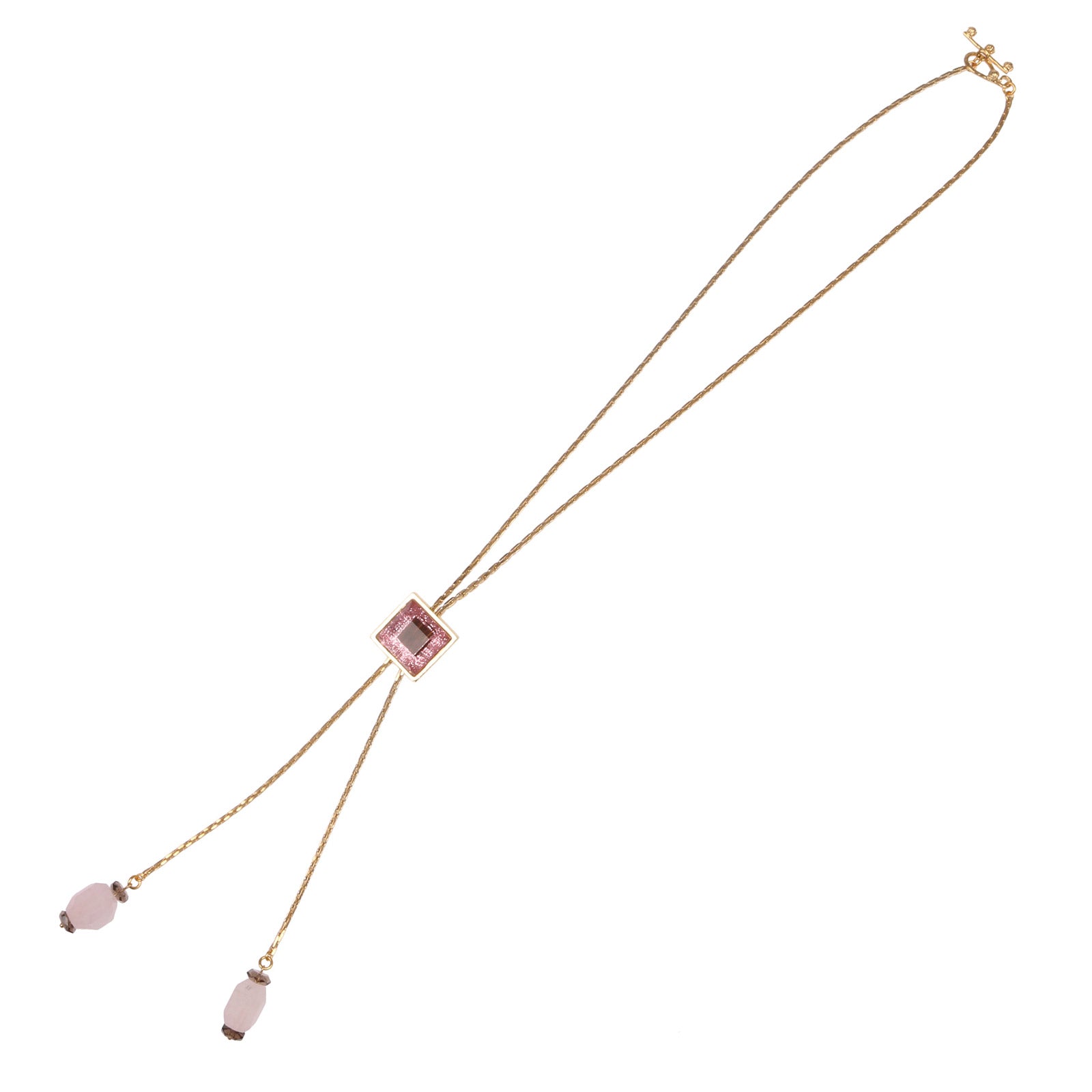 Chain Bolo Tie Pink Glitter Rose Quartz 24k TAMARUSAN