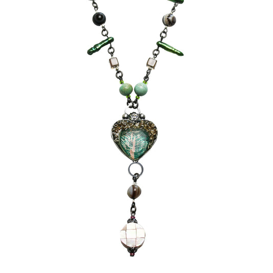 Necklace Forest Green Heart TAMARUSAN