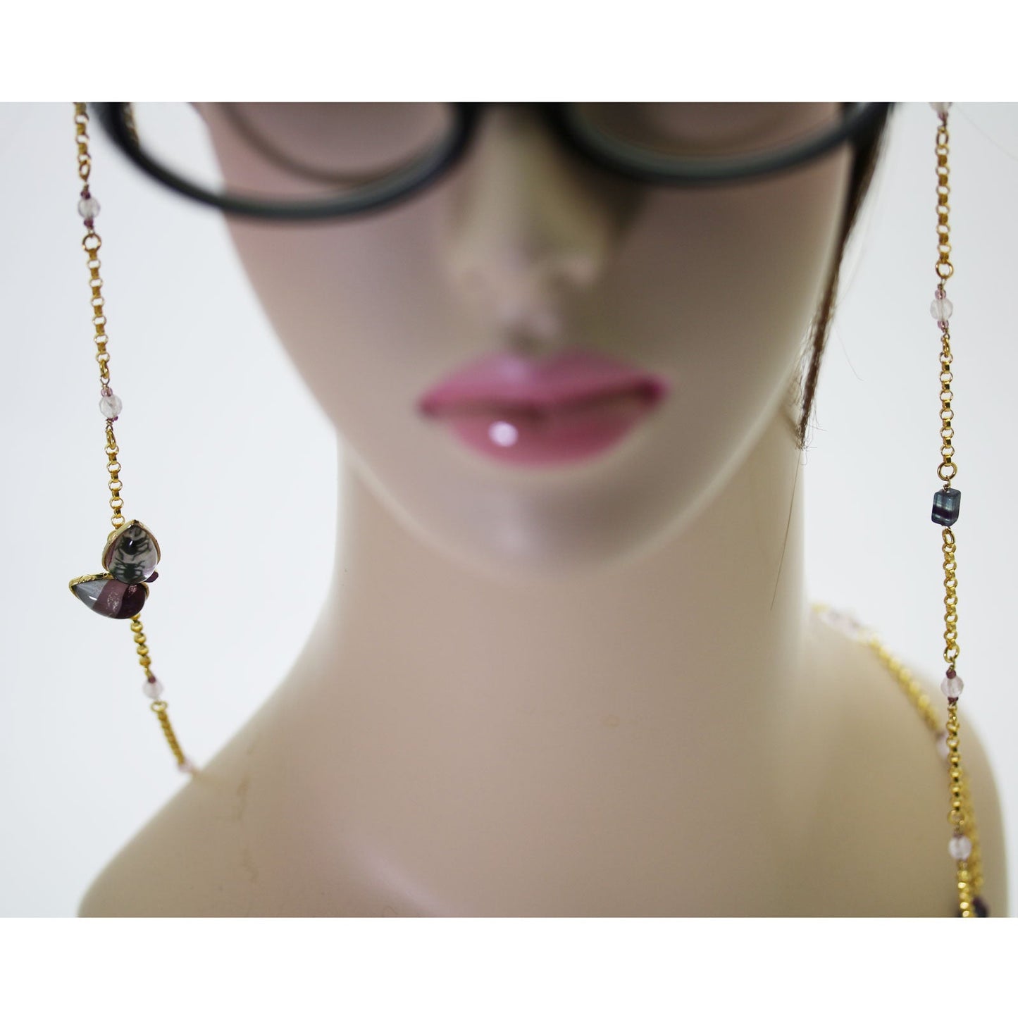 Eyeglass Chain Necklace Purple Gold TAMARUSAN