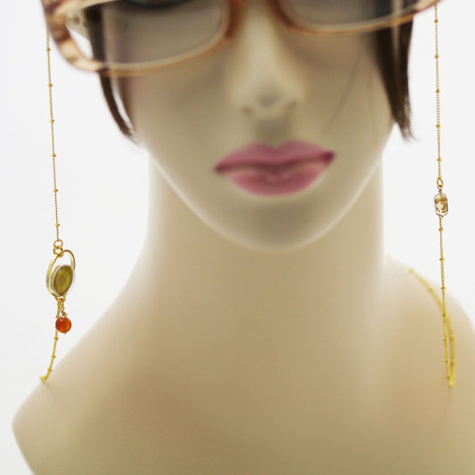 Eyeglass Chain Rainbow Citrine Gold Orange TAMARUSAN