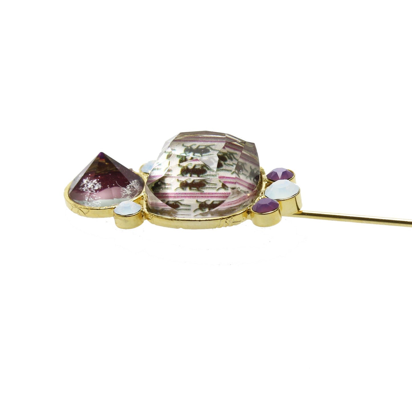 Ornamental Hatpin Purple Gold TAMARUSAN