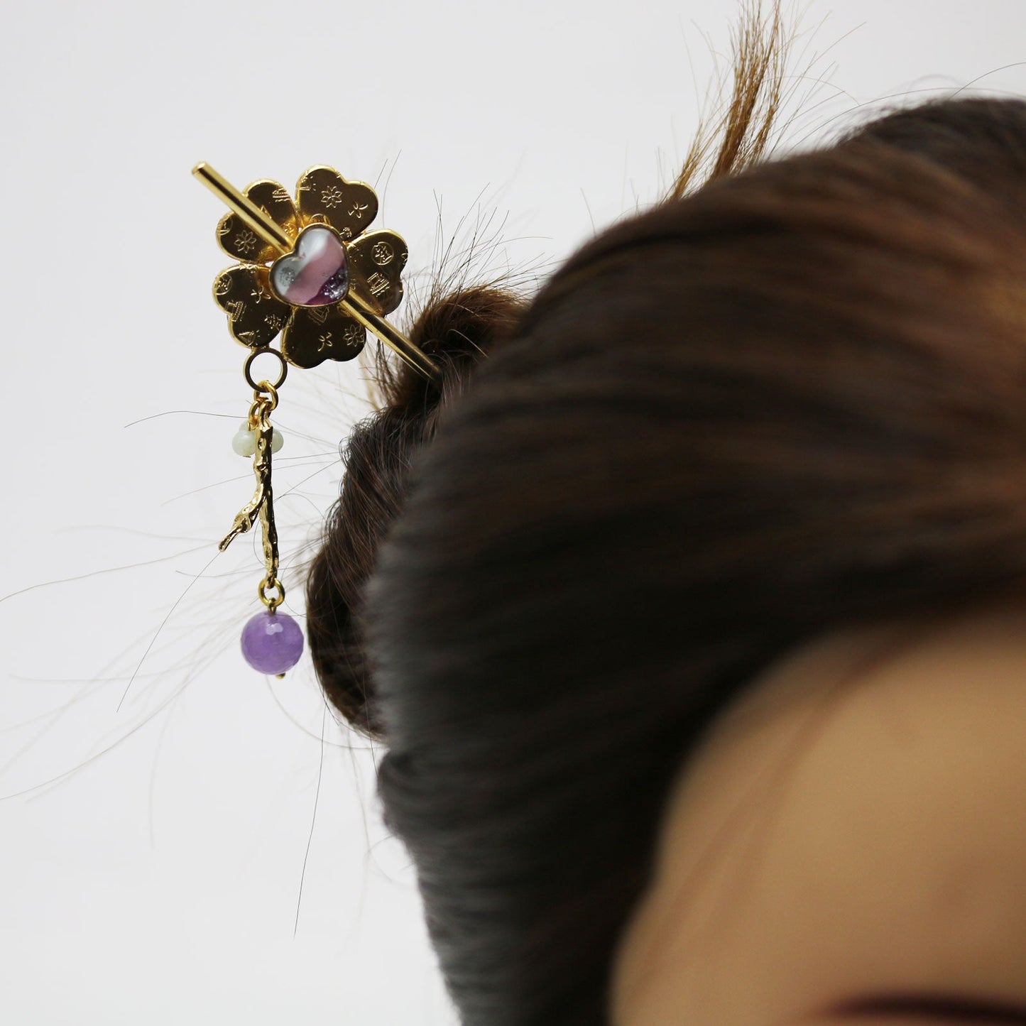 Hairpin Purple Flower Amethyst TAMARUSAN