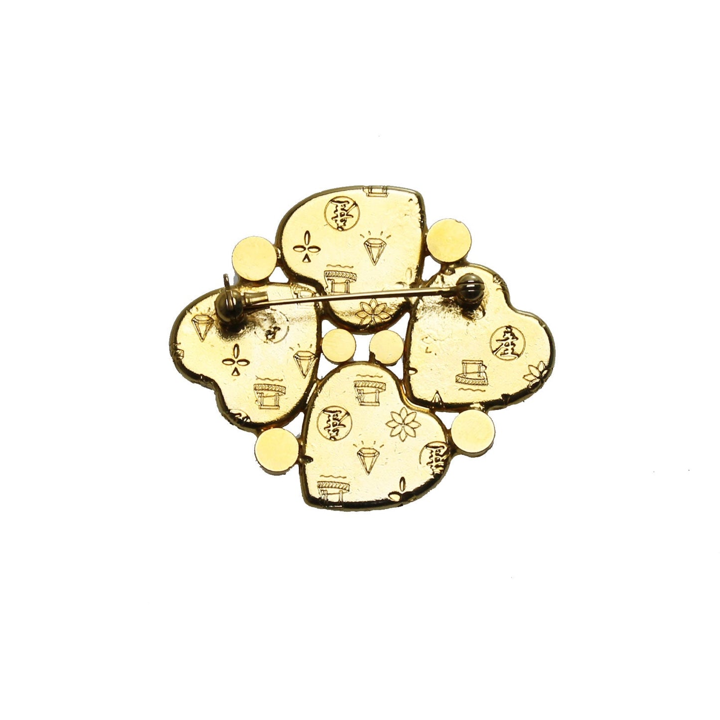 Brooch Pansy Flower Gold Green TAMARUSAN