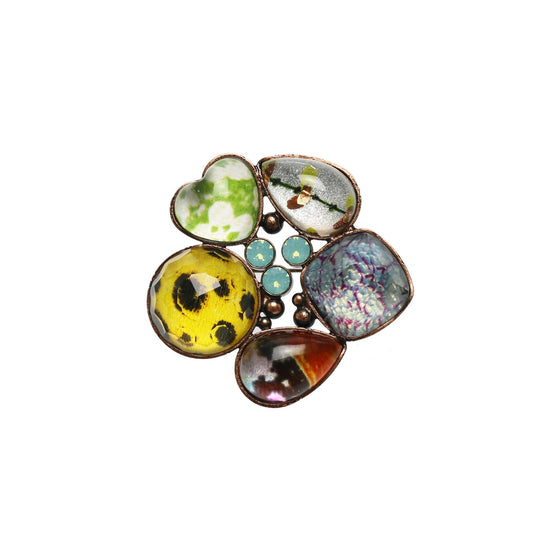 Flower Brooch Colorful Antique Style TAMARUSAN