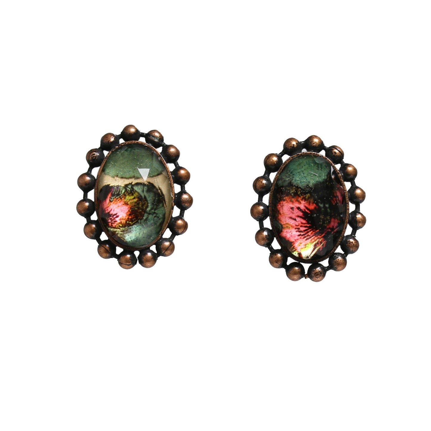 Pansy Earrings Ellipse Antique Style Multicolor TAMARUSAN