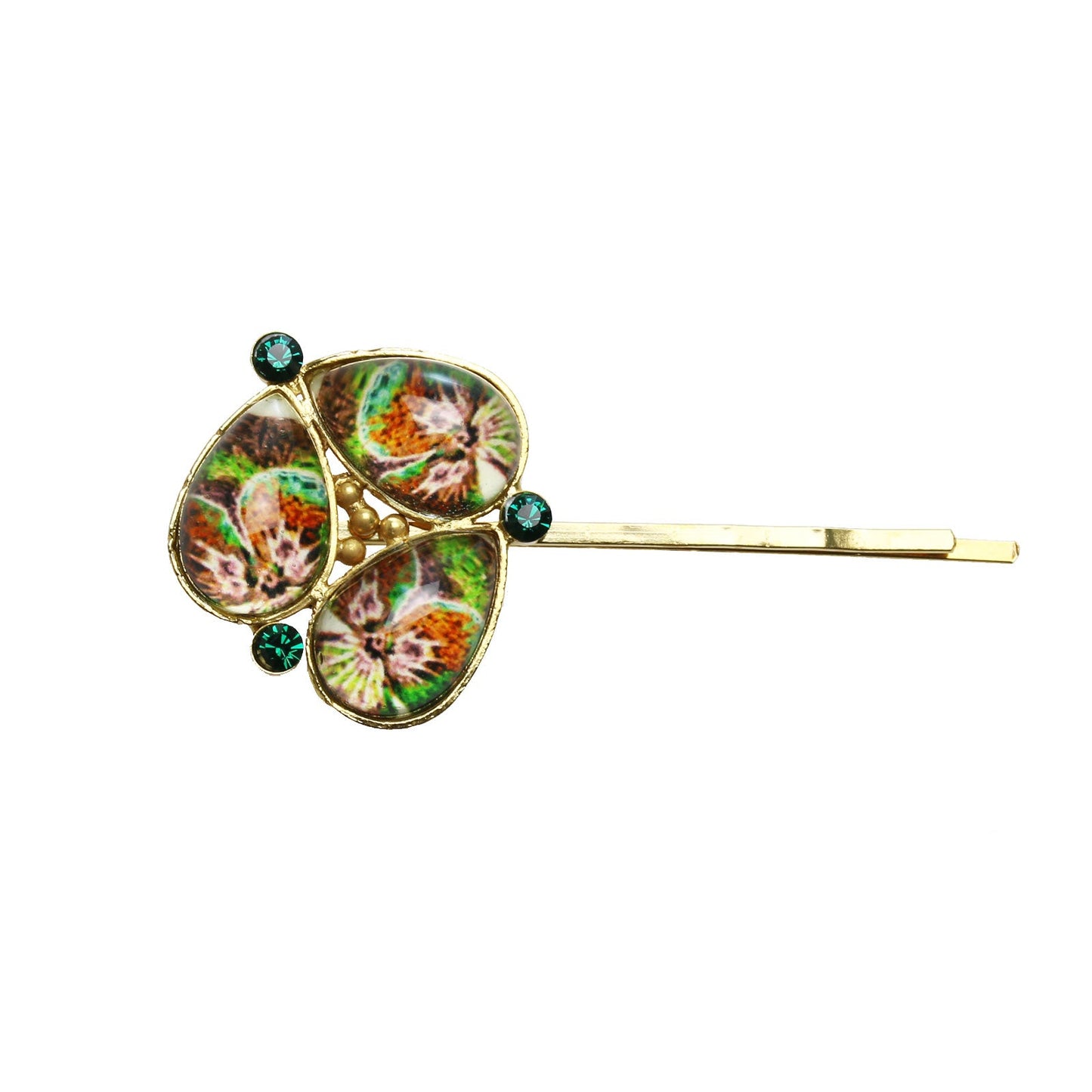 Hairpin Pansy Gold 24k Resin Gorgeous Multicolor TAMARUSAN