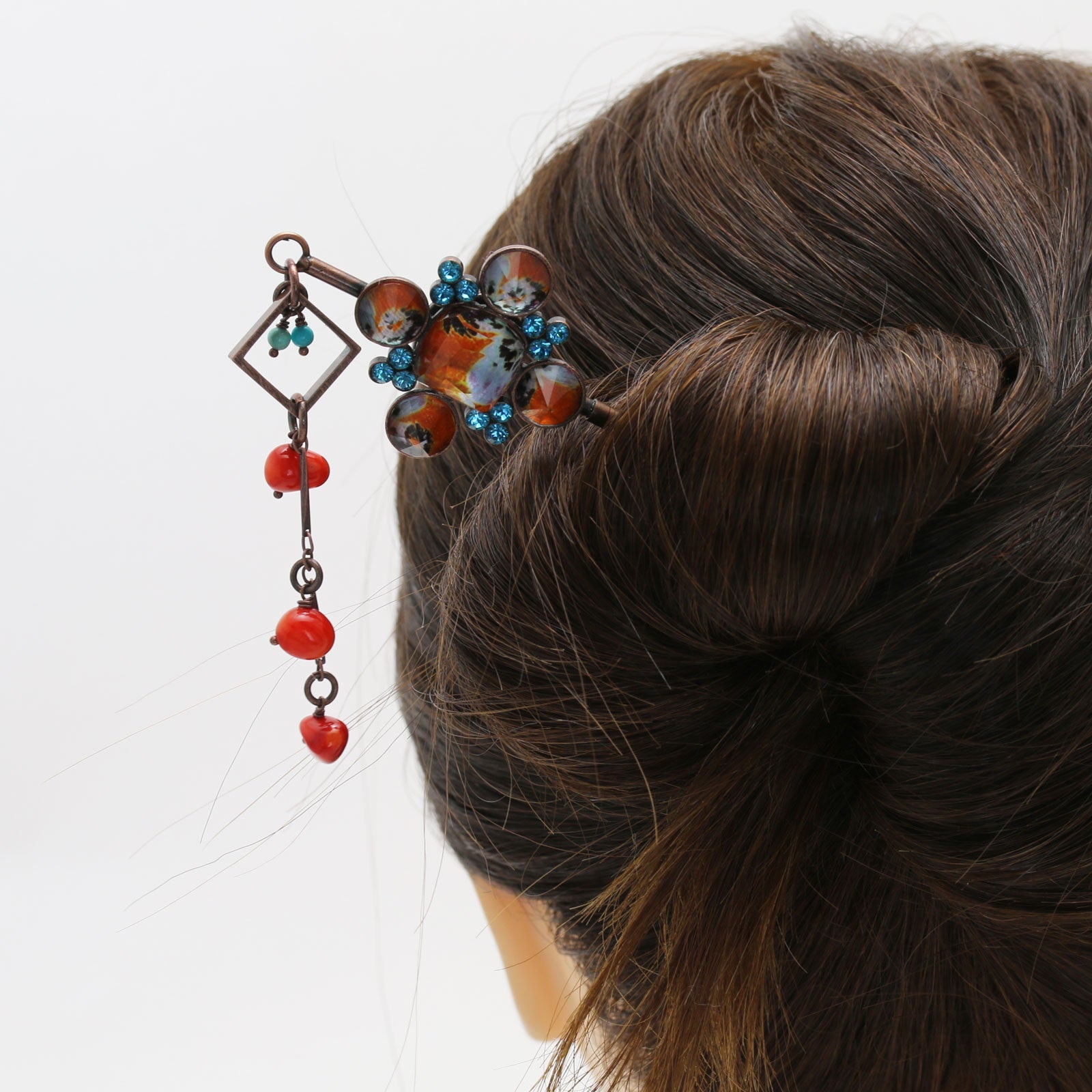 Changeable Ornament Hairpin Orange Coral TAMARUSAN