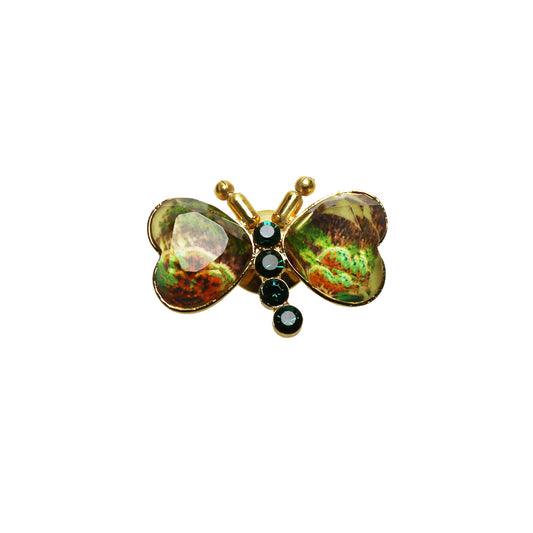 Pin Brooch Butterfly Green Gold TAMARUSAN