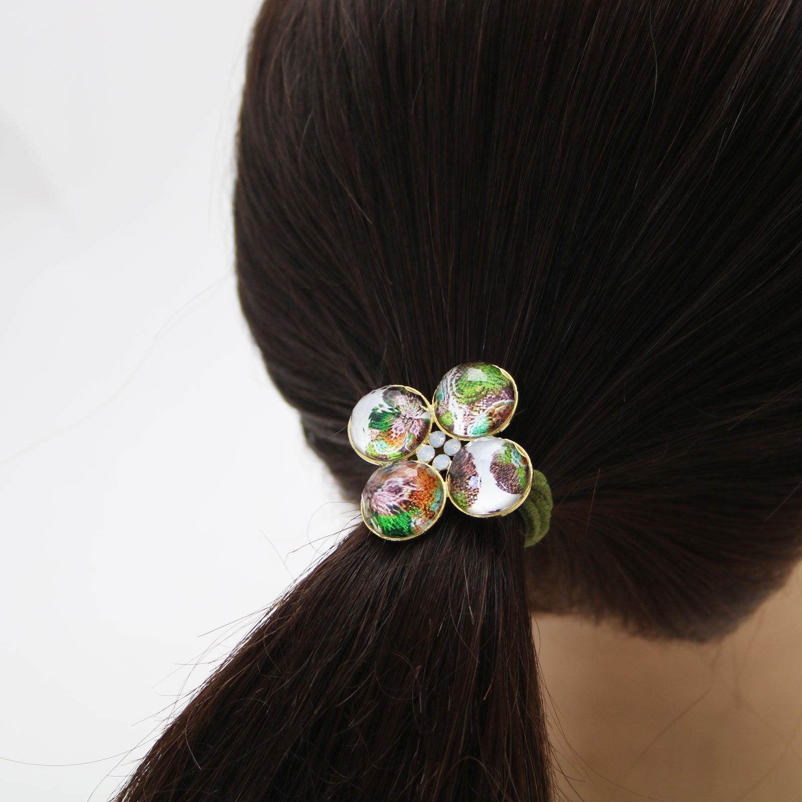Gorgeous Hair Elastic Gold Pansy Colorful Flower TAMARUSAN