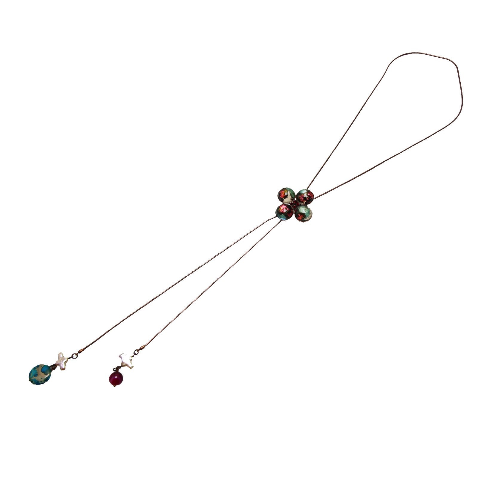 Chain Bolo Tie Pansy Long Necklace Multicolor TAMARUSAN