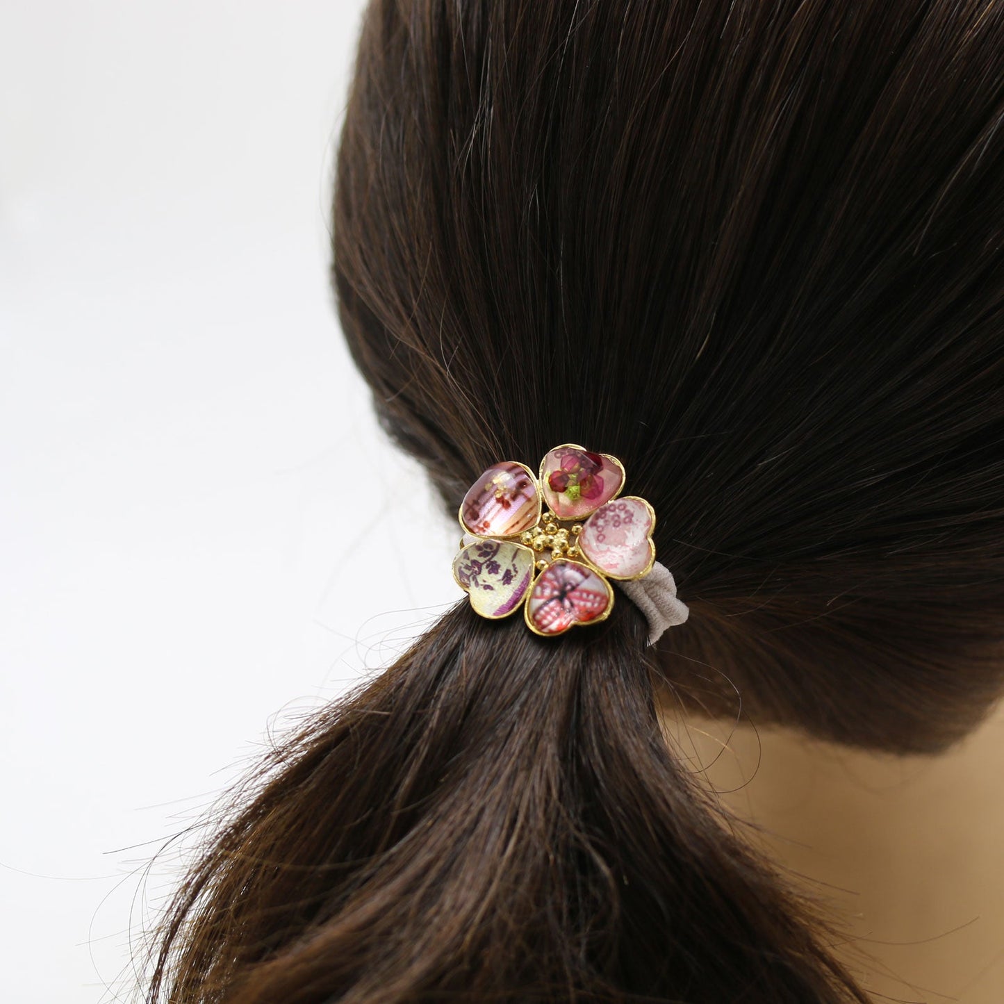 Gorgeous Hair Elastic Pink Flower Heart Petals TAMARUSAN