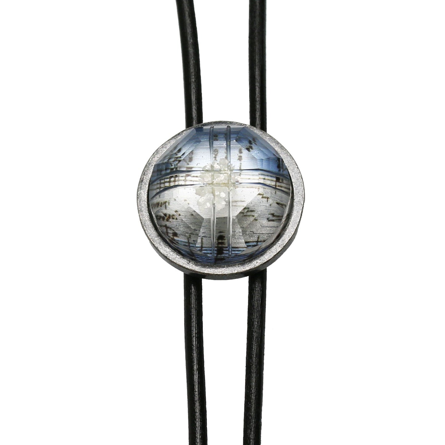Leather Strap Bolo Tie Music Blue Resin TAMARUSAN