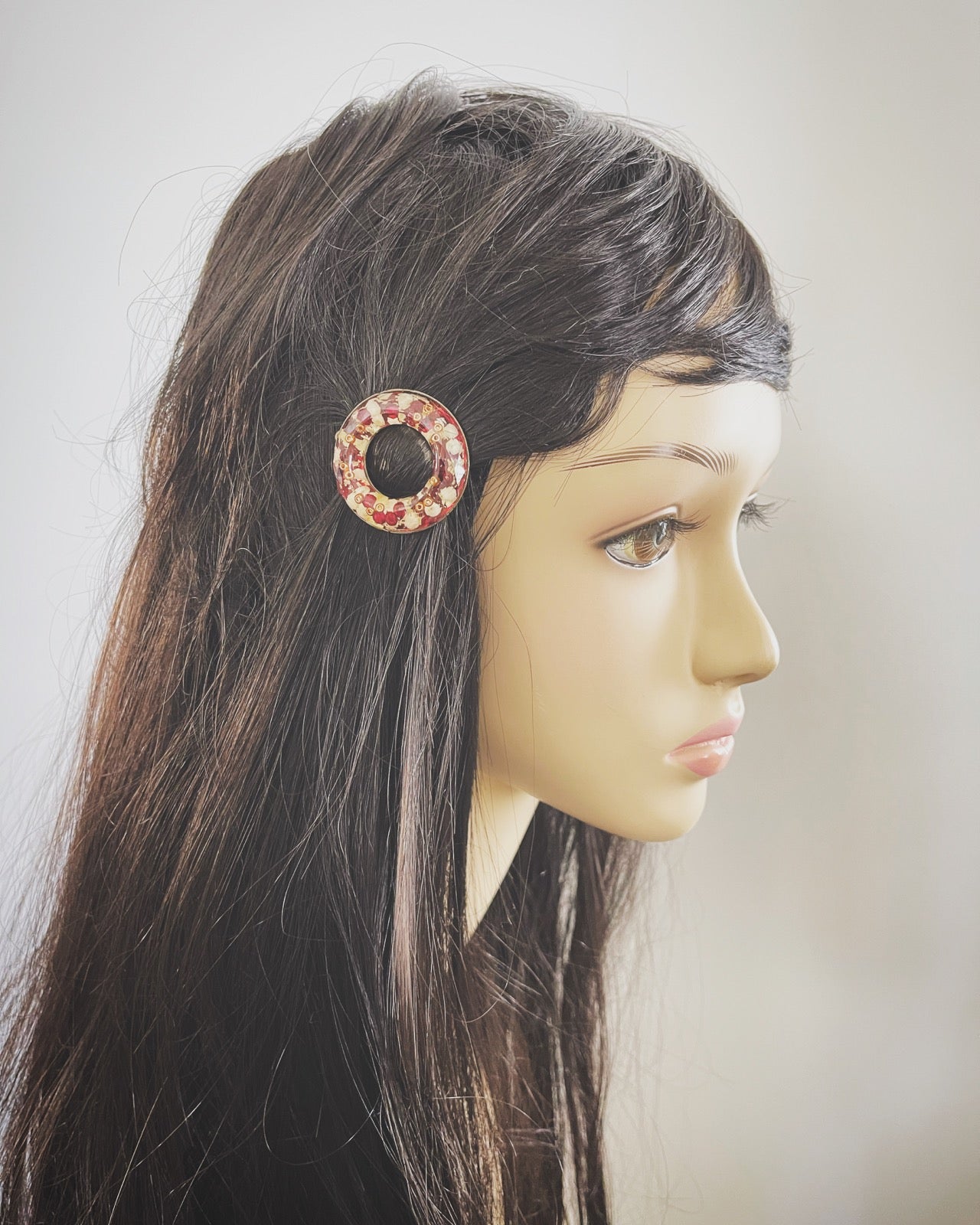 Hair Clip Red Beads Donut Gift TAMARUSAN